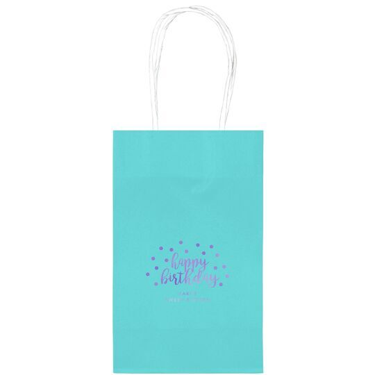 Confetti Dots Happy Birthday Medium Twisted Handled Bags